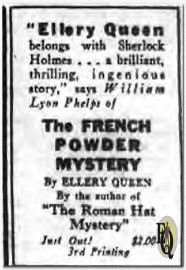 Add for "The French Powder Mystery" in "The New York Evening Post" (July 17. 1930)&nbsp;
