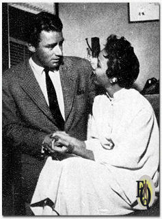 "Movie actor Peter Lawford came backstage to congratulate Dorothy. Although Hollywood columnists have linked their names. Dorothy denies marriage plans" (Mocambo, May 7. 1951)