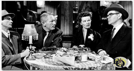 In "Pat and Mike" (MGM, Jun 5. 1952) Charles Bronson (billed as Charles Buchinski) played together with George Mathews two would-be thugs. (L-R) Bronson was downright funny and appeared to be right at home. In one of the first scenes Bronson and Mathews are being forced to drink milk as they negotiate with Tracy and Hepburn. Unsuccessful at their attempt, the gangsters leave with Bronson asking a pardon for not finishing his milk because it "gives me gas."