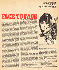 "Face to Face" was published in "Star Weekly" in two parts on March 25. and April 1. 1967 (Illustration by Dick Marvin).&nbsp;